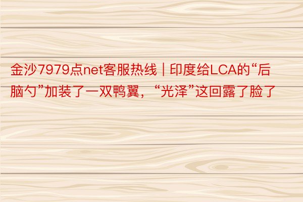 金沙7979点net客服热线 | 印度给LCA的“后脑勺”加装了一双鸭翼，“光泽”这回露了脸了