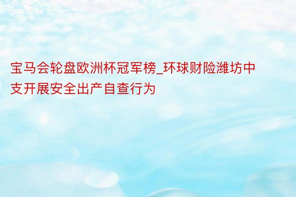 宝马会轮盘欧洲杯冠军榜_环球财险潍坊中支开展安全出产自查行为