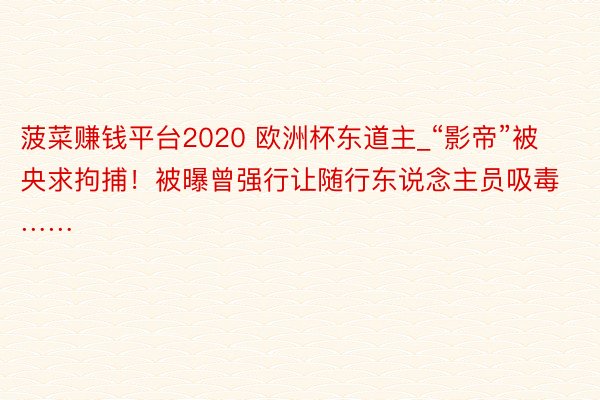 菠菜赚钱平台2020 欧洲杯东道主_“影帝”被央求拘捕！被曝曾强行让随行东说念主员吸毒……