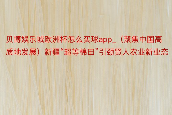 贝博娱乐城欧洲杯怎么买球app_（聚焦中国高质地发展）新疆“超等棉田”引颈贤人农业新业态